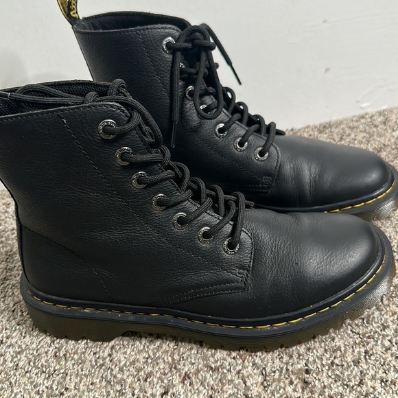 Dr. Marten's black lace up moto boots size 8  punk grange - Picture 3 of 11